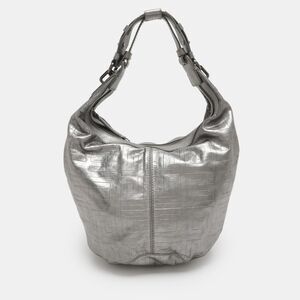 Givenchy Monogram Embossed Silver Leather Hobo